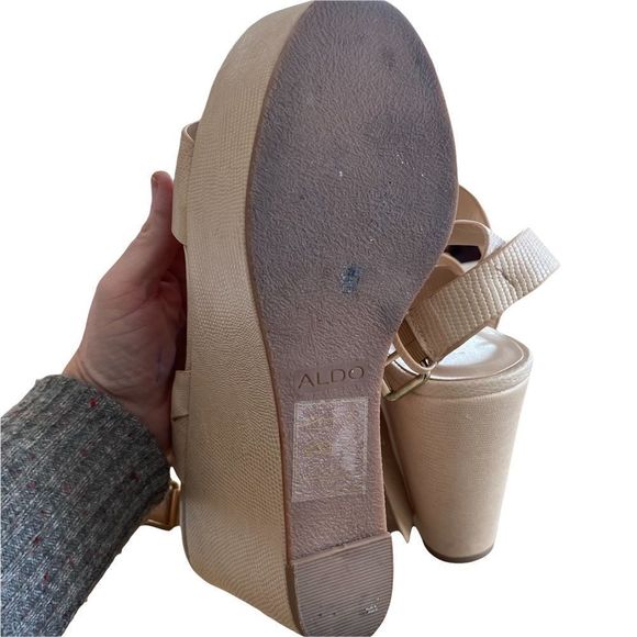 Aldo women’s cream wedge heeled sandals size 10 - Picture 4 of 5